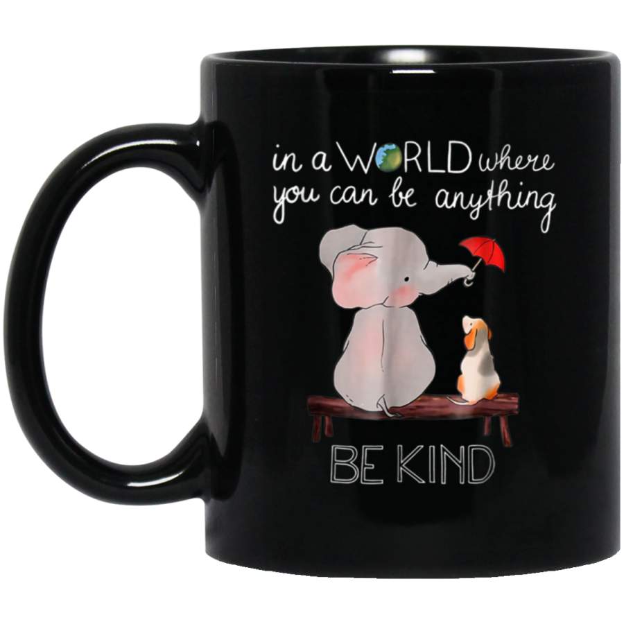 In A World Where You Can Be Anything Be Kind Elephant 11oz 15oz Black Mug Idea 2nd April Puzzle Ribbon Support Autism Dad Mom Kids Autistic