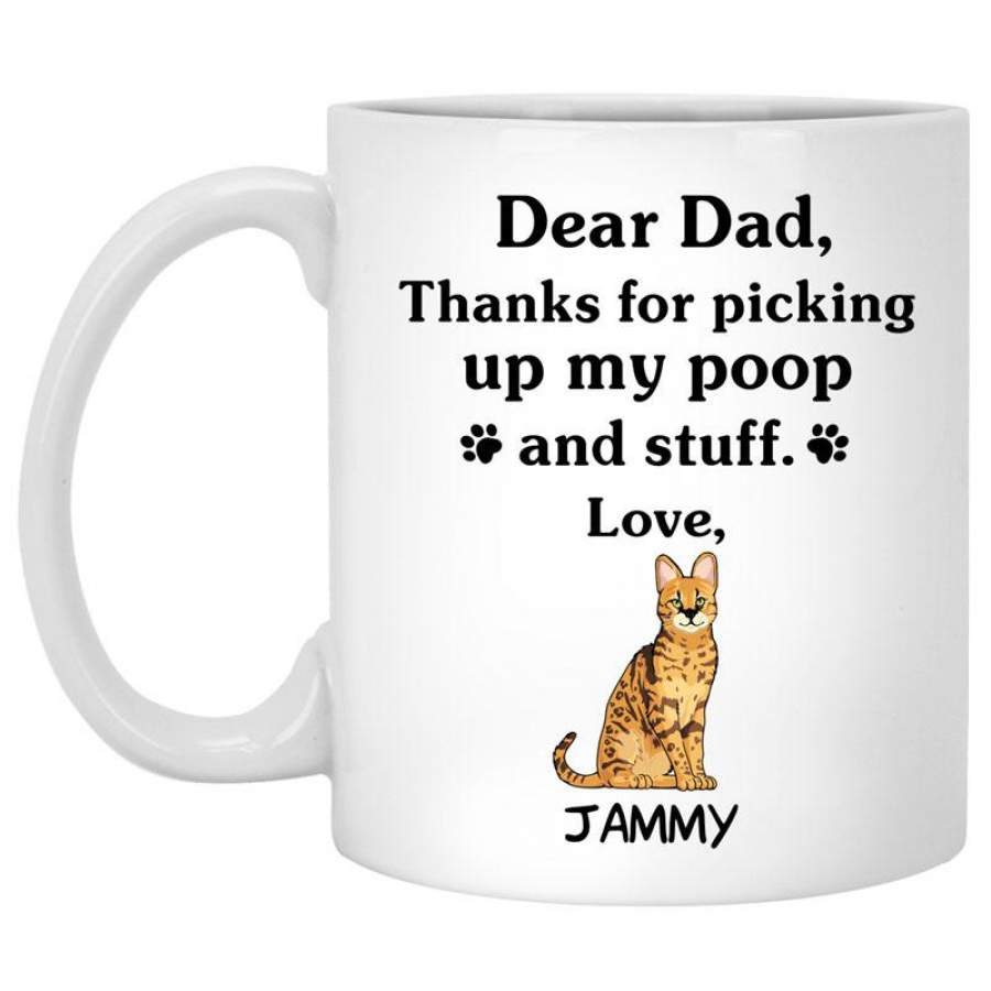 Thanks for picking up my poop and stuff, Funny African Cat Personalized Coffee Mug, Custom Gift for Cat Lovers