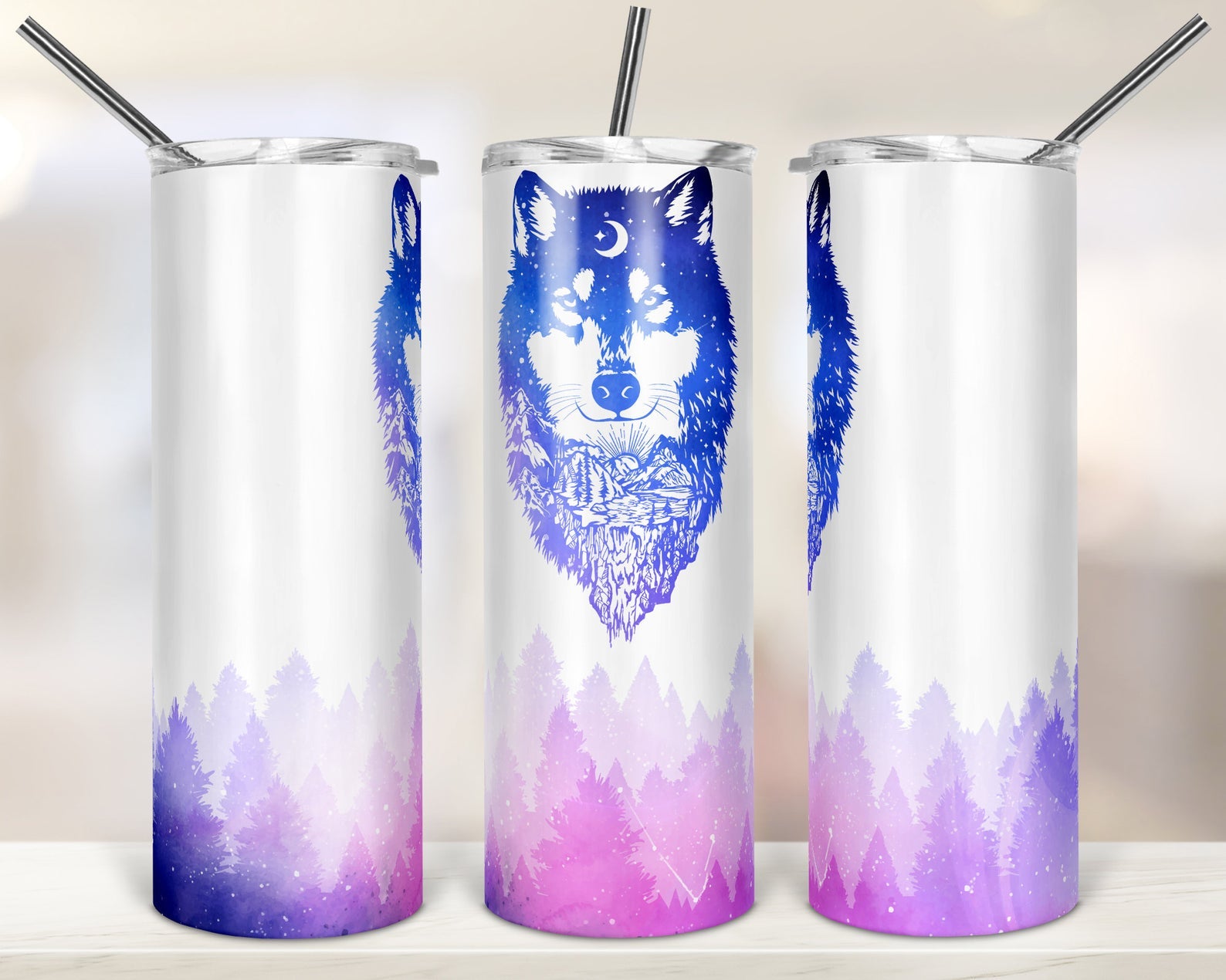 Wolf Galaxy 20Oz Skinny Tumbler