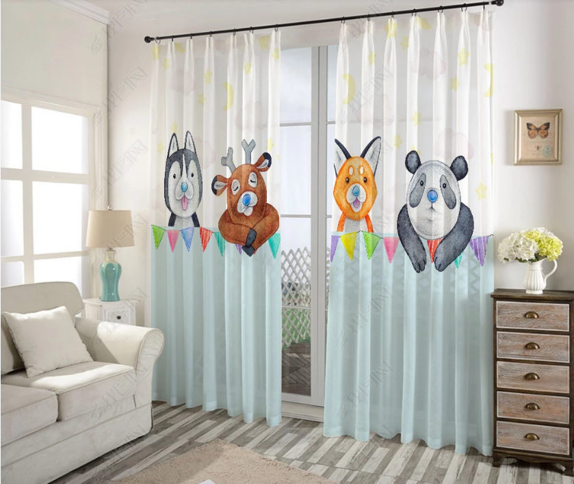 3D Cartoon Animal Pattern Curtains And Drapes Lqh 61