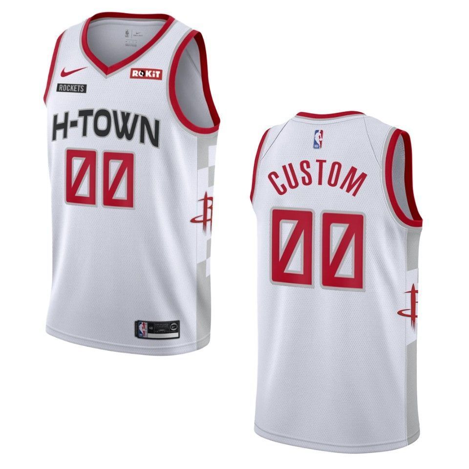 2021 20 Houston Rockets 00 Custom City Swingman White 3D Jersey