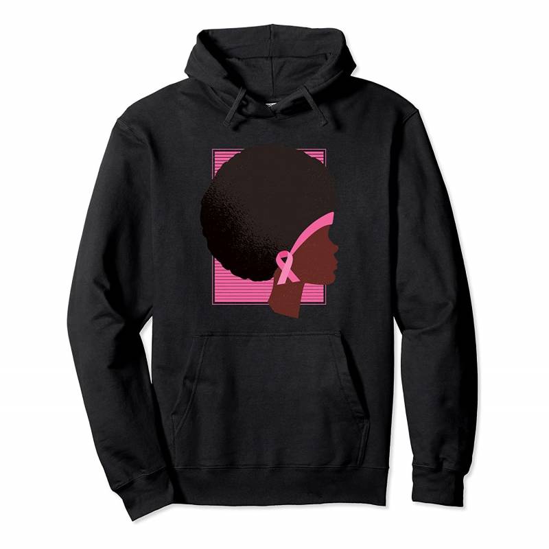 Women with Afro Breast Cancer Awareness Gift Pullover Hoodie