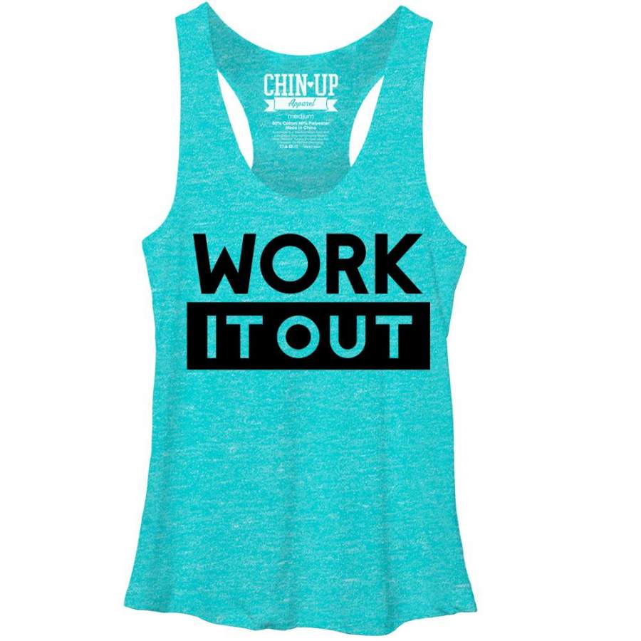 CHIN UP Women’s Work It  Racerback Tank Tahiti Blue