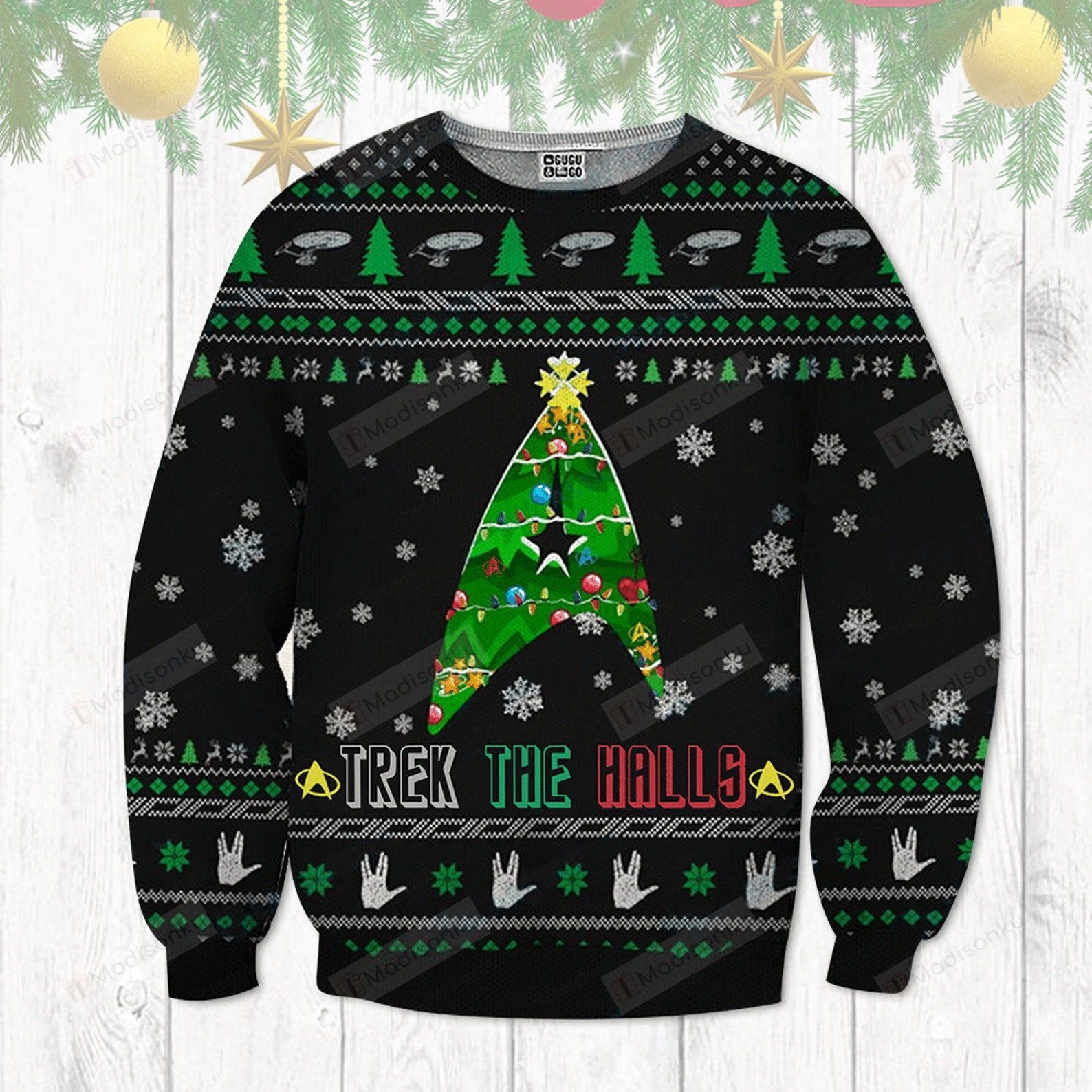 Trek The Halls Christmas Tree Christmas  Ugly Christmas Sweater, All Over Print Sweatshirt