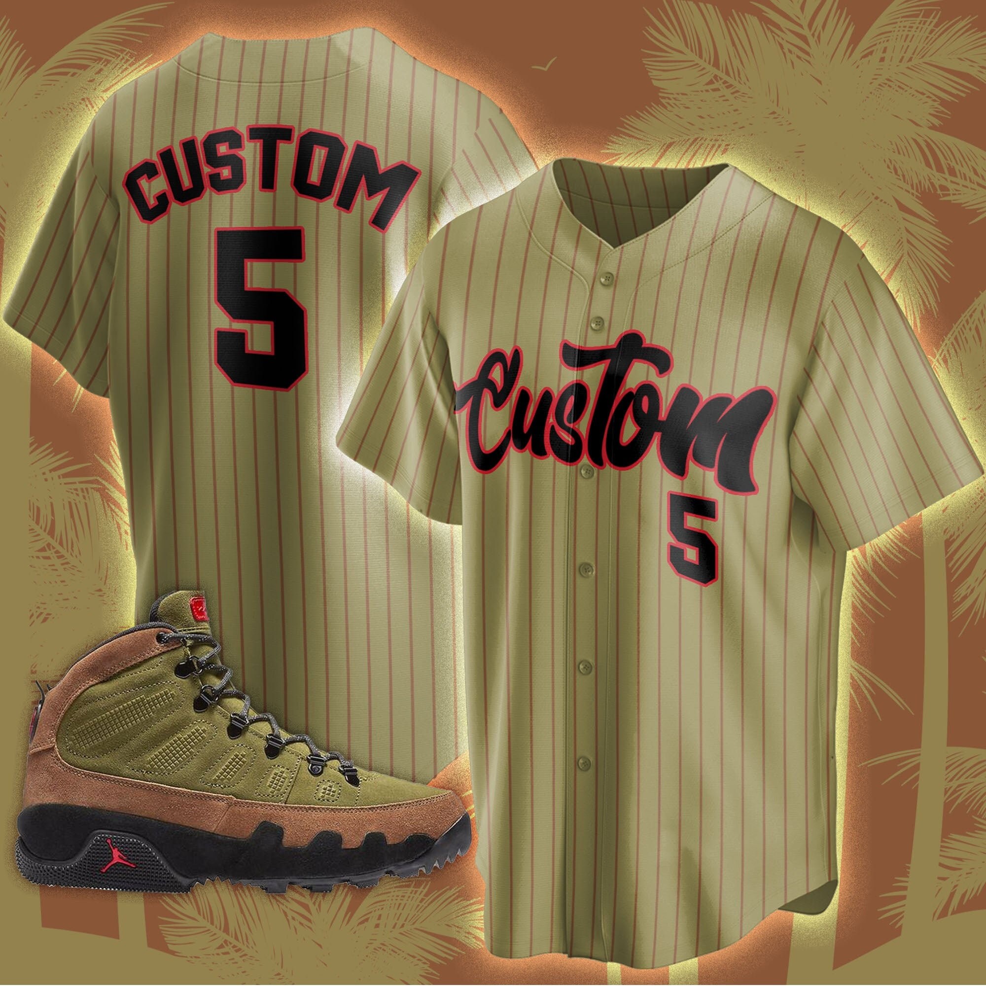 Baseball Jersey Custom Text match Jordan 9 Boot NRG Beef And Broccoli, Custom Team Name Number Shirt, Personalized sneaker shirt
