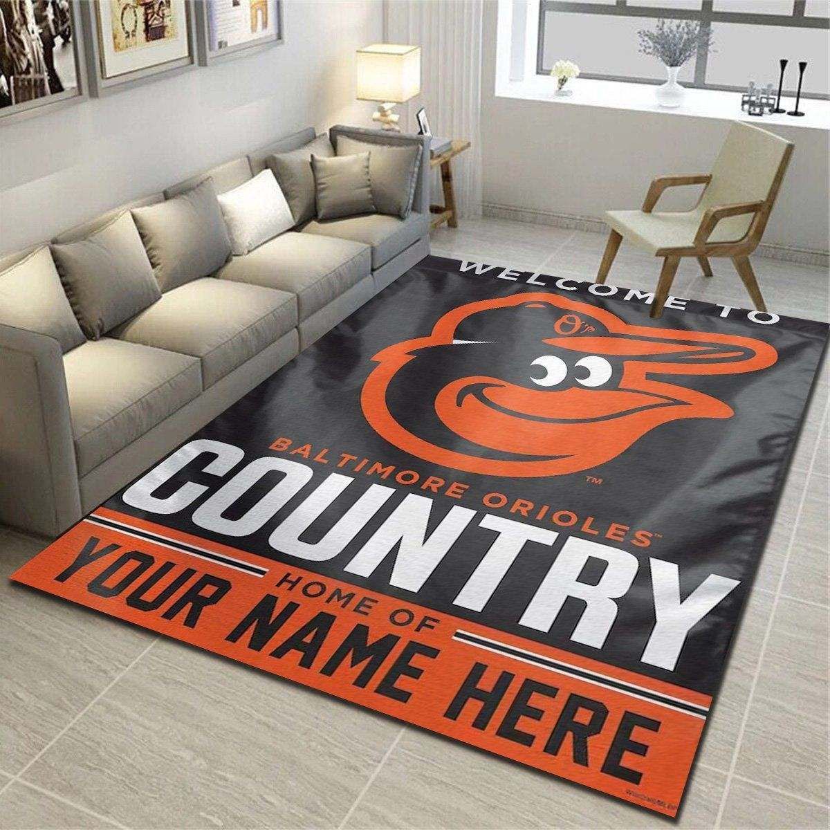 Baltimore Orioles Personalized Area Rugs, Living Room Carpet, Customized Floor Decor