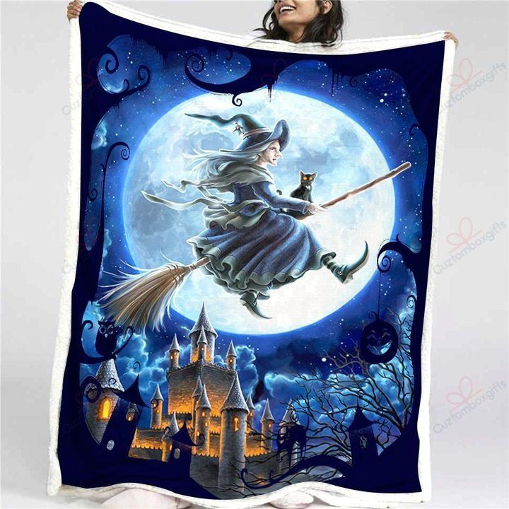 Halloween Witch Sherpa Fleece Blanket Iktq Bubl