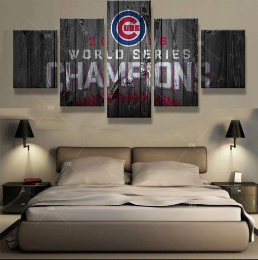 World Series Champions Chicago Cubs Sport 5 Panel Canvas Art Wall Decor