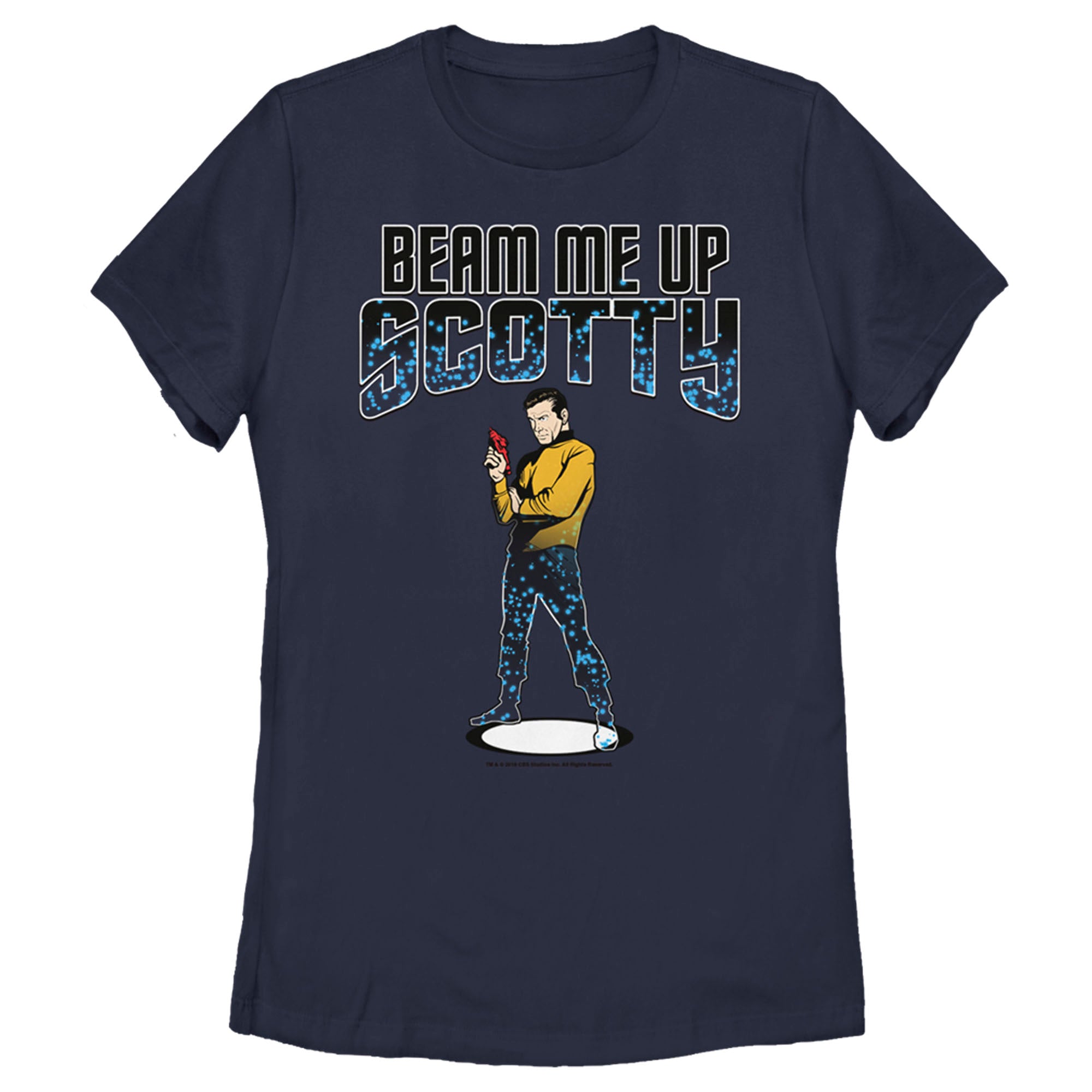 Women’S Star Trek Cartoon Kirk Beam Me Up Scotty Transporter T-Shirt