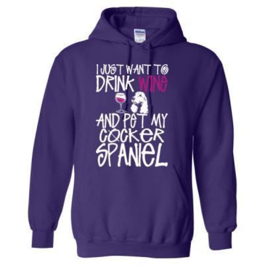 AGR I Just Want To Drink Wine And Pet My Cocker Spaniel Dog – Heavy Blend™ Hooded Sweatshirt