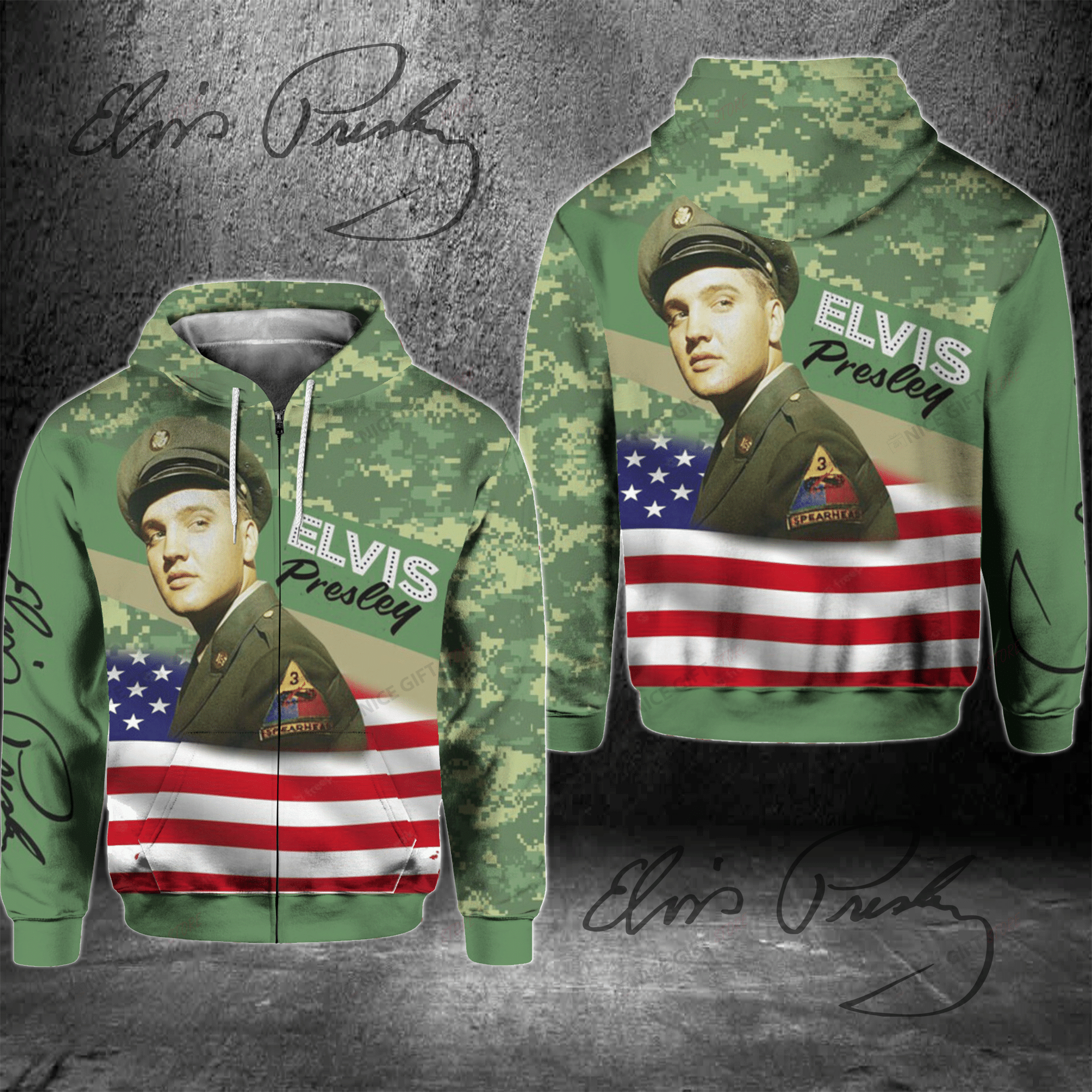 Elvis Presley Zip Hoodie 3D 3Zh-H5D9