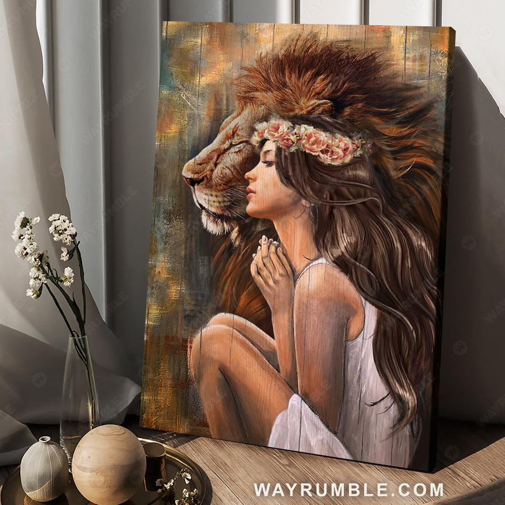 Abstract Art, Lion Of Judah, Pretty Woman, Religious Painting – Jesus Portrait Canvas Prints, Christian Wall Art