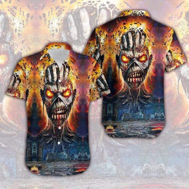 Get Here Fire Skull Rock Style Custom Name Hawaii Shirts Dh Ha57939