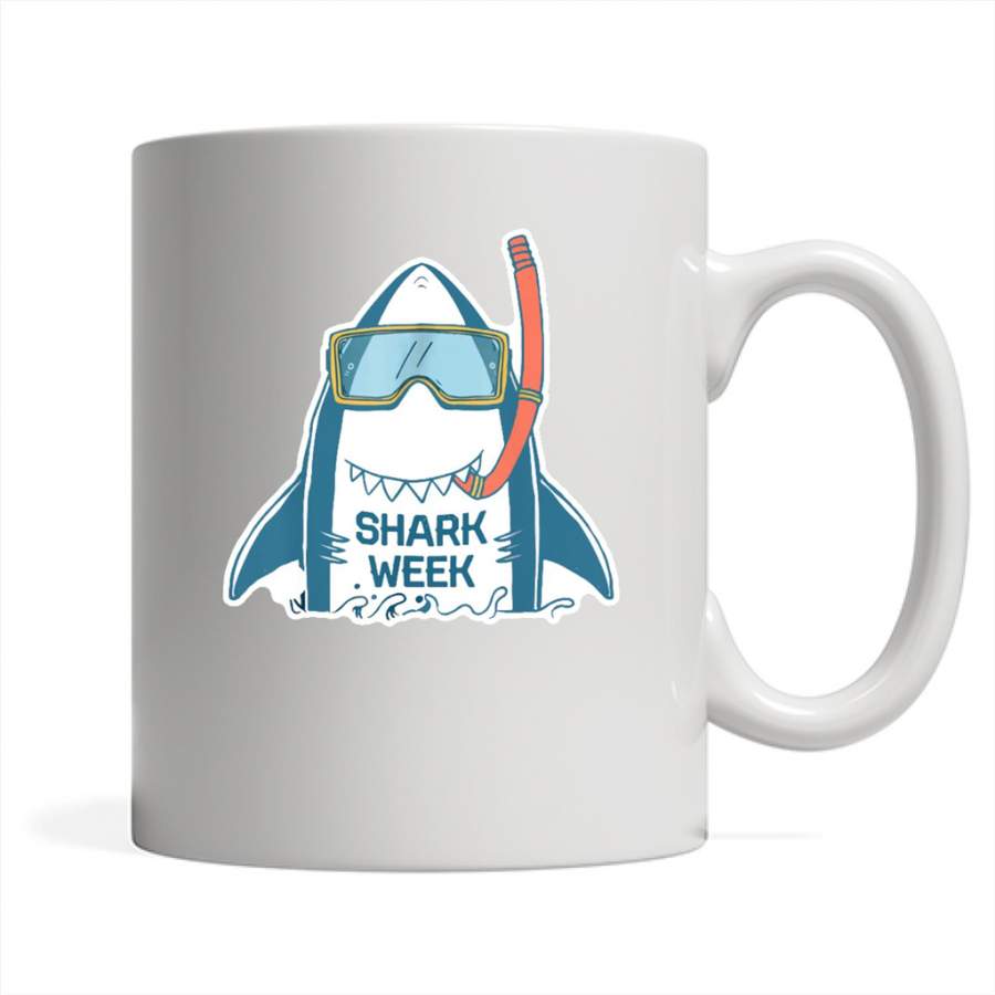 Week of The Shark New 2018 Novelty Graphic – Full-Wrap Coffee White Mug