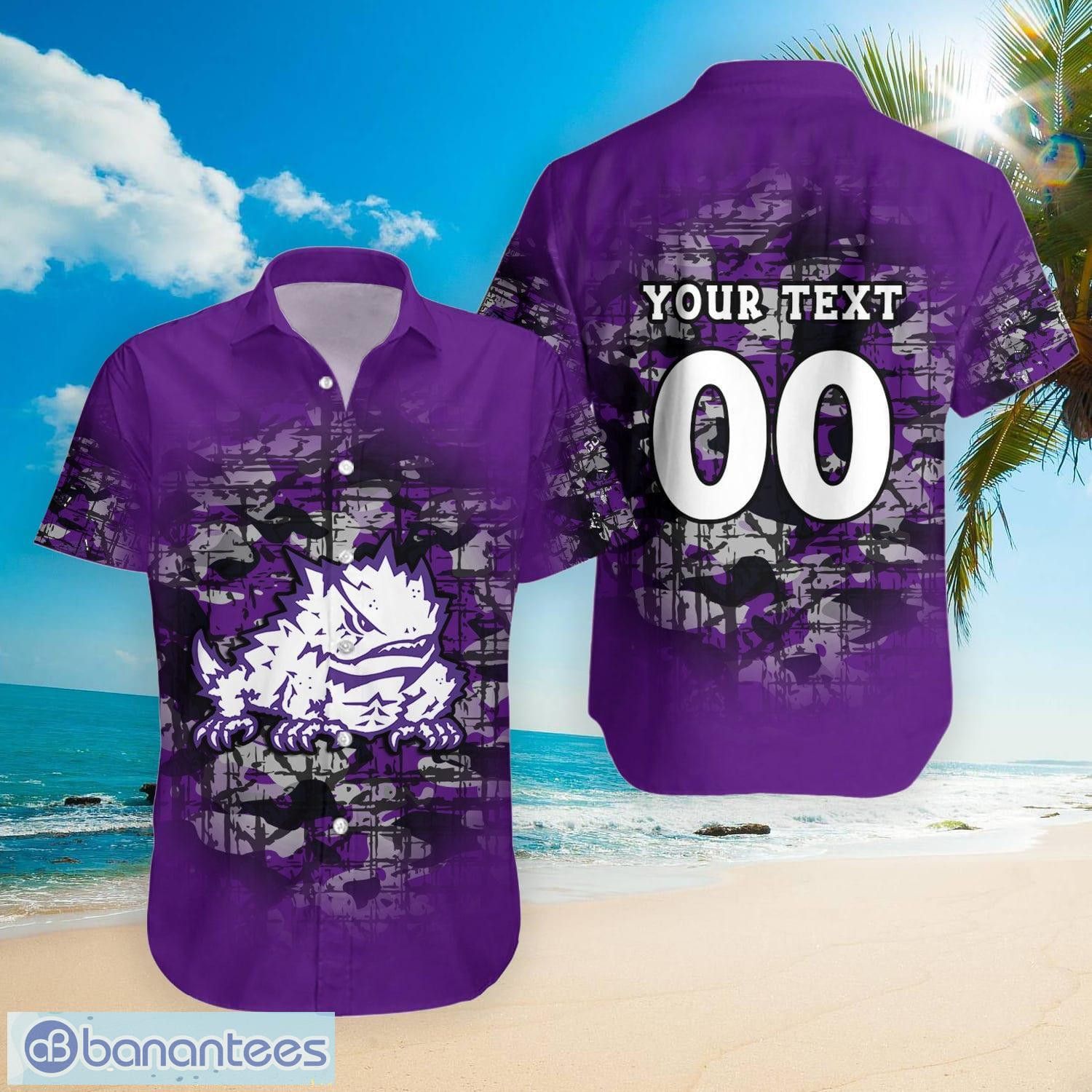 NCAA Tcu Horned Frogs Custom Text Number Camouflage Vintage Hawaiian Shirt