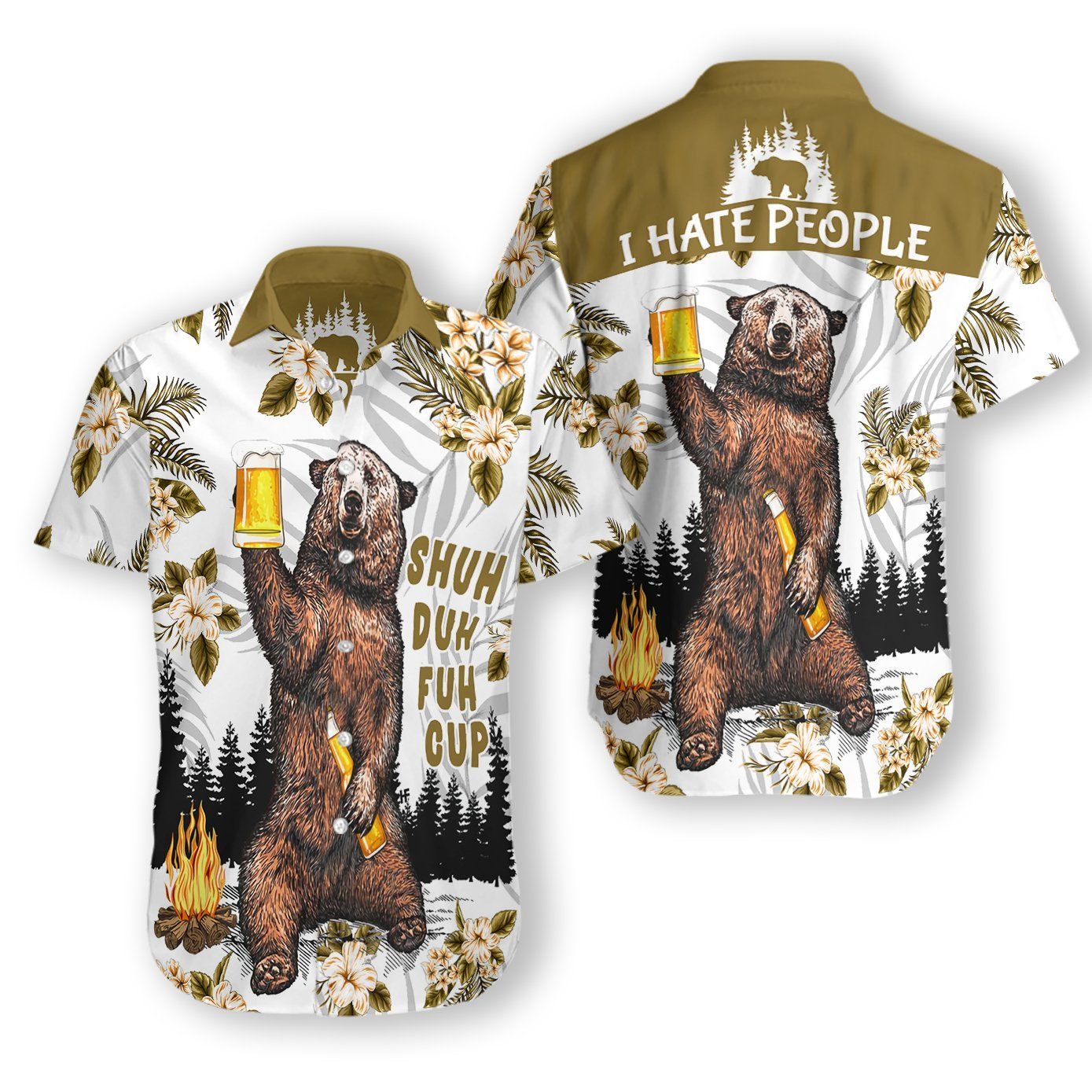 Bear Drinks Beer Ez16 2707 Hawaiian Shirt