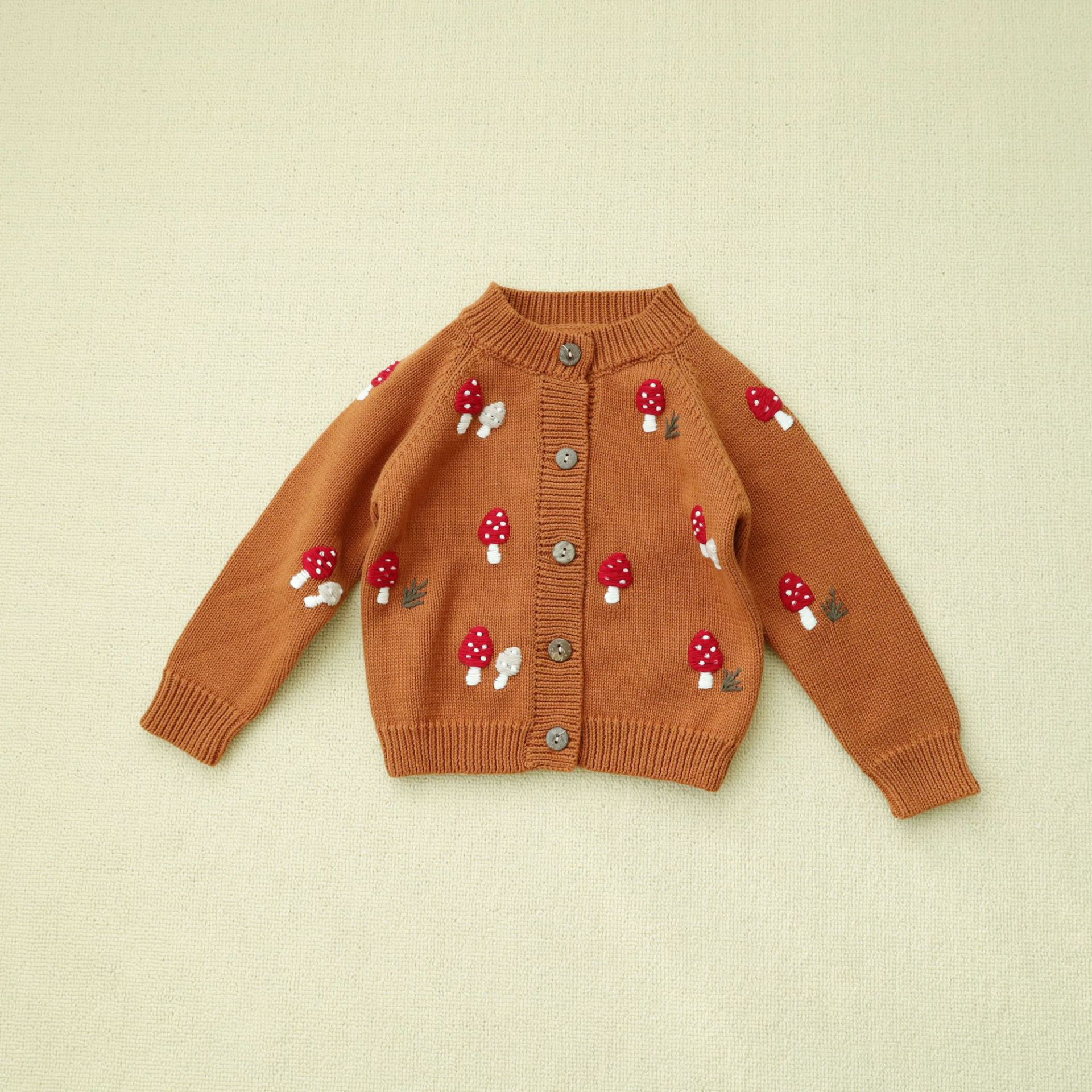 Child Sweaters 2022 New Brand Toddler Girl Boy Knitted Sweater Vintage Style MushroomEurtpean Baby Cardigan Outwear alx