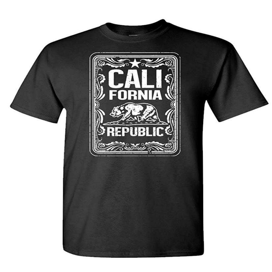 The Goozler Flourish California Republic Bear Cali – Mens Cotton T-Shirt Mens Fashion T Shirt