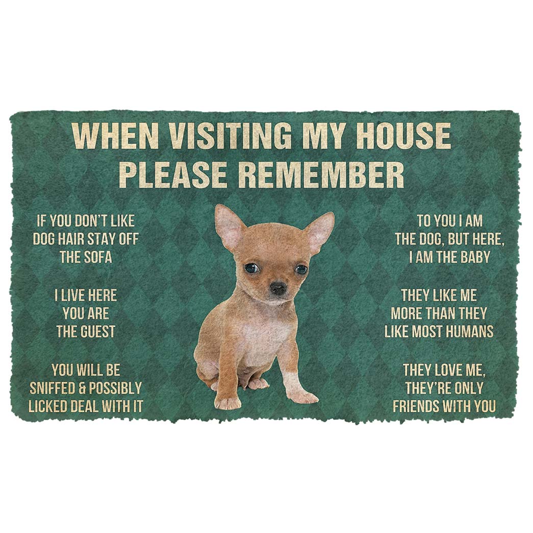 Gearhumans  Gearhuman 3D Please Remember Chihuahua Puppy Dogs House Rules Custom Doormat