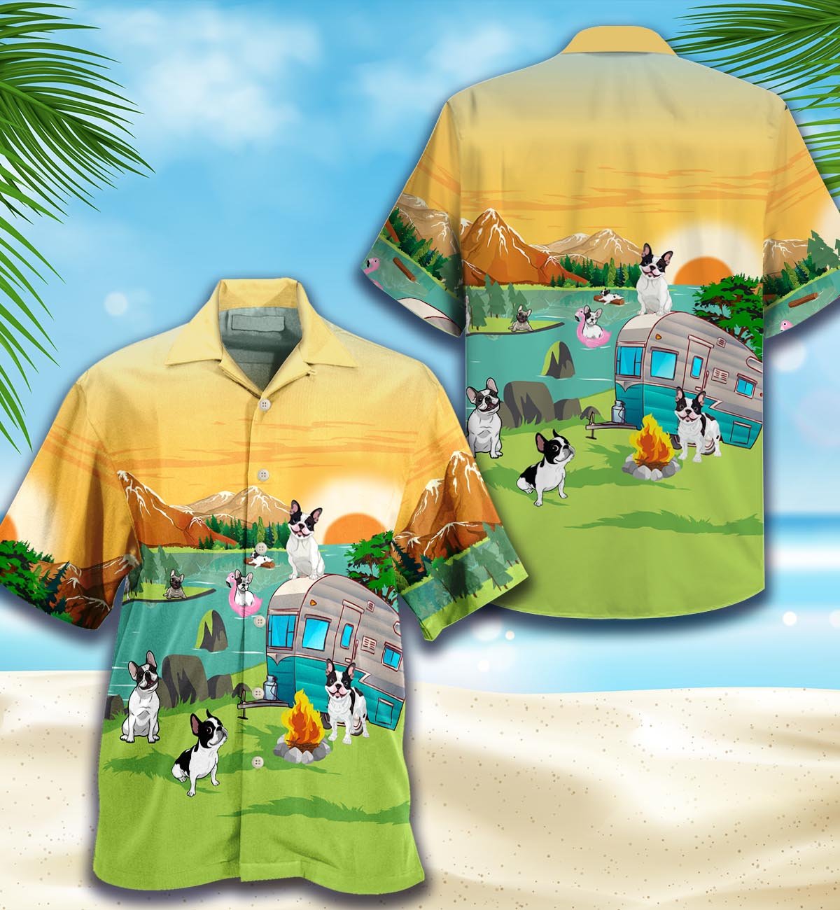 French Bulldog Lover Camping All Over Printed Hawaii Shirt Size S Ha16197