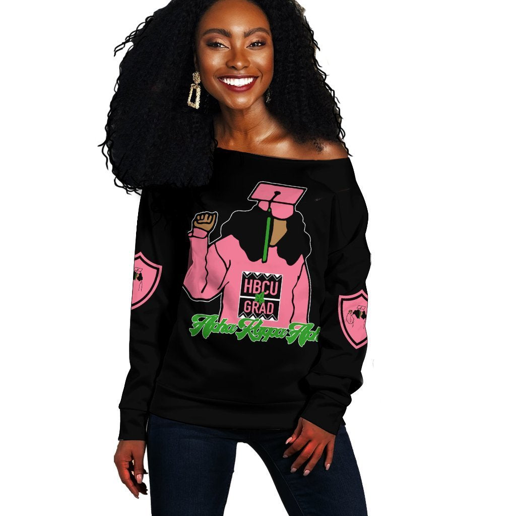 Greek Life Sweatshirt – Alpha Kappa Apha Hbcu Style Off Shoulder J09