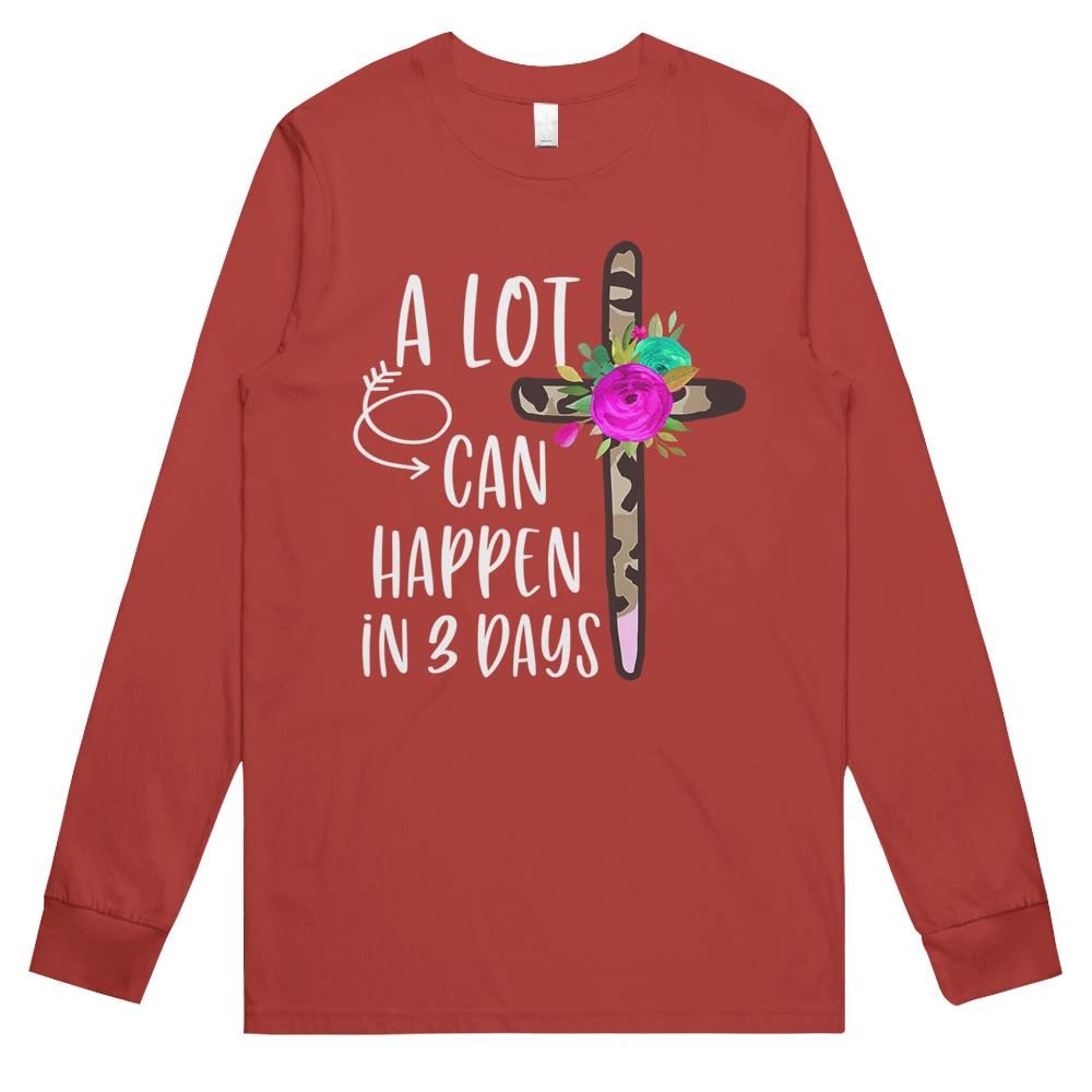 A Lot Can Happen In 3 Days Easter Christian Leopard Floral Long Sleeve T Shirts