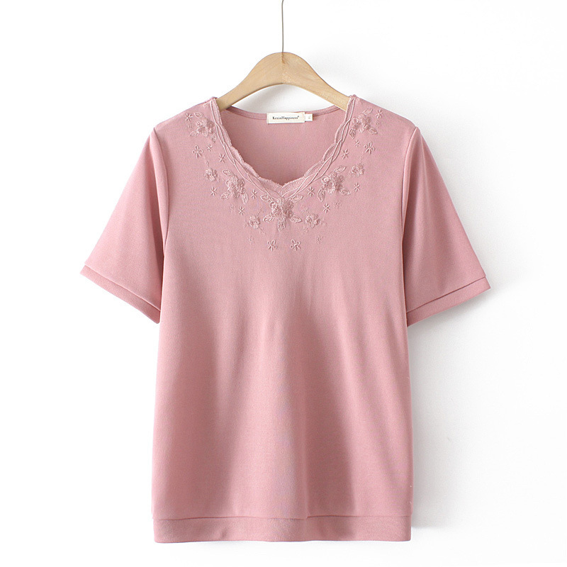 100KG Plus Size T-Shirt For Women Clothing Fashion Embroidered Ice Silk Knitting Tops Loose And Casual Curve Tees Summer 2022 alx