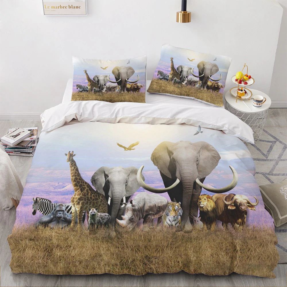 3D Elephant Digital Printing Bedding Set Duvet Cover Queen King Full Twin Size High Quality Adults Children Bedclothes