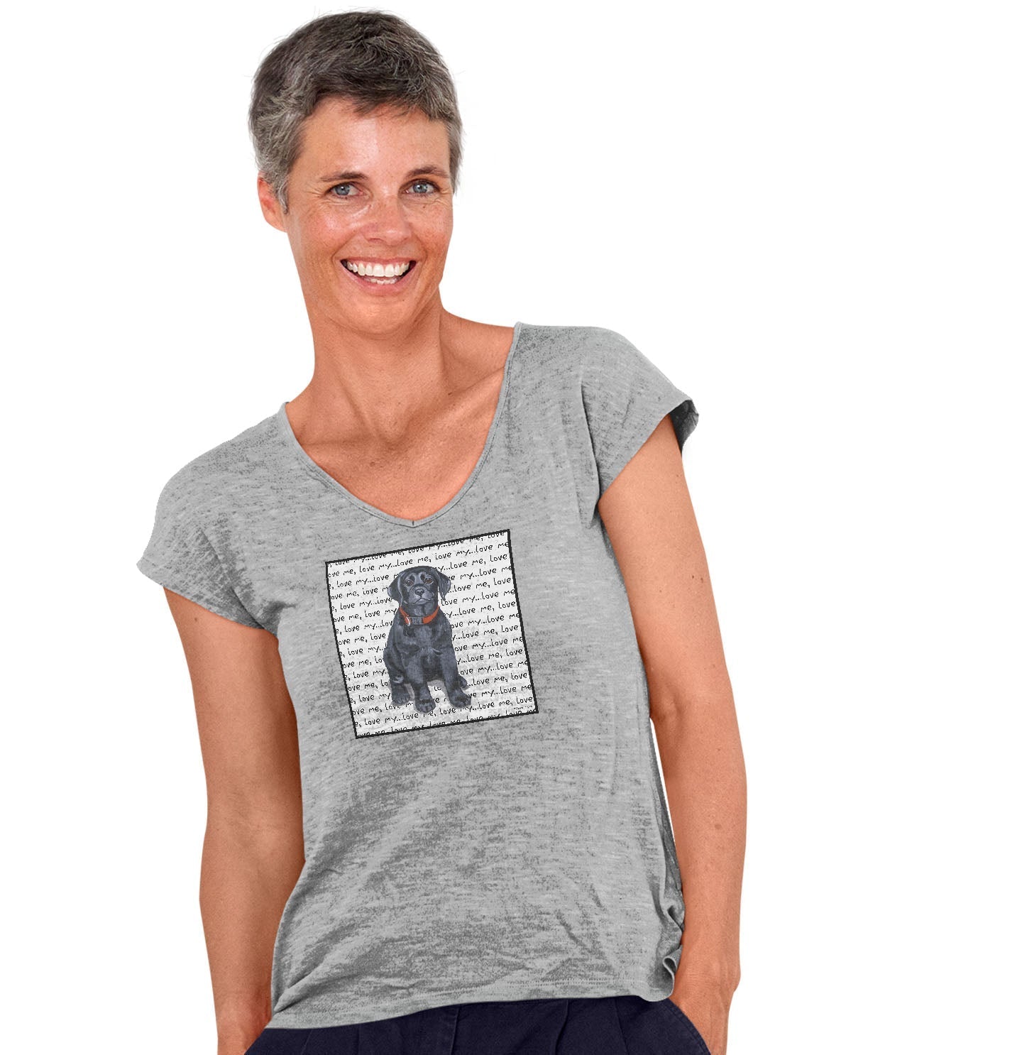 Black Lab Puppy Love Text – Women’S V-Neck T-Shirt