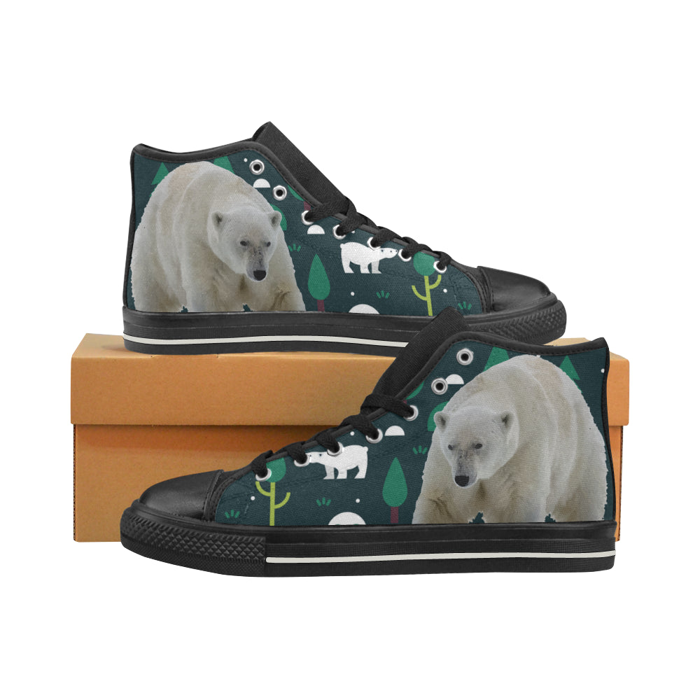 Polar Bear Black Men’s Classic High Top Canvas Shoes