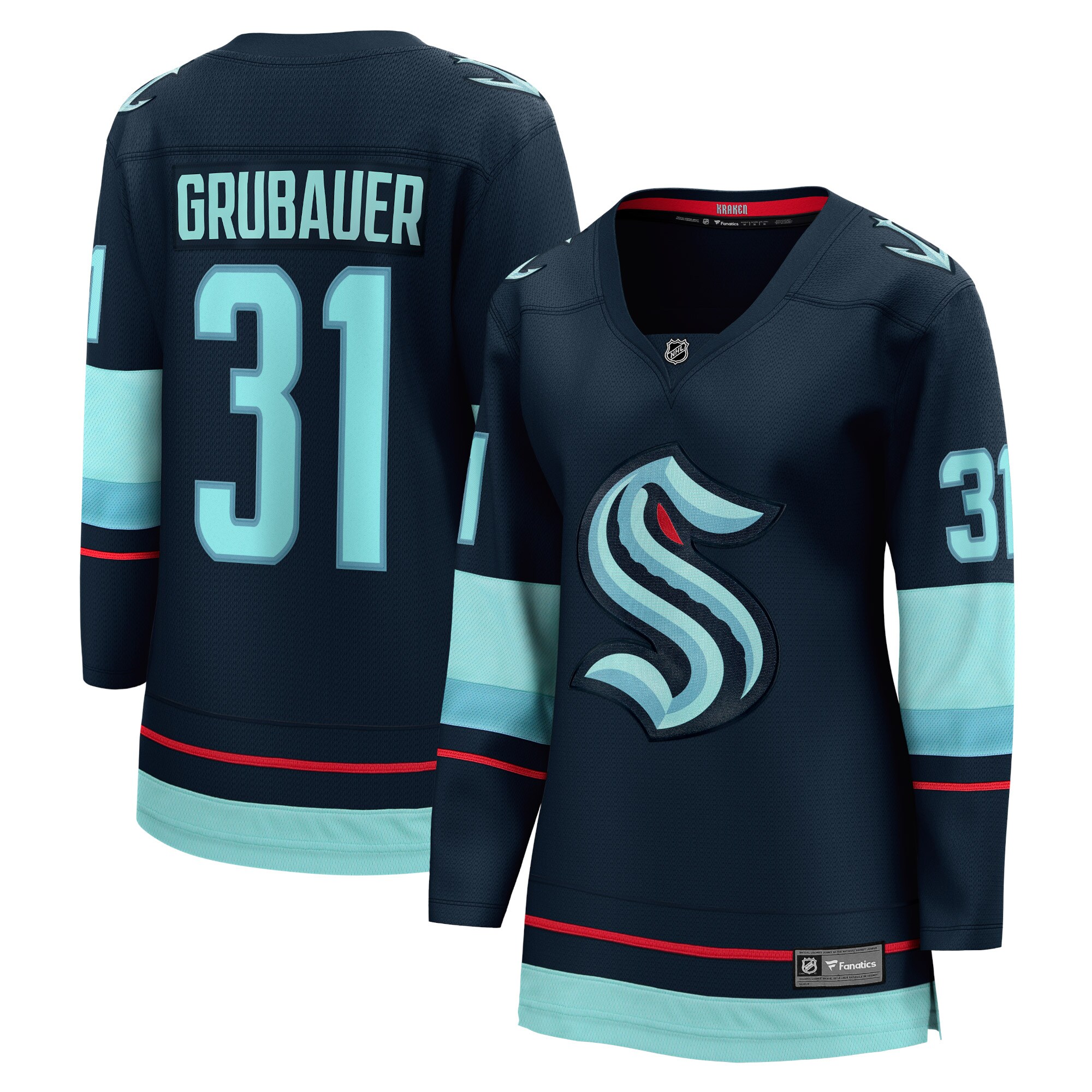 Women's Seattle Kraken Philipp Grubauer Deep Sea Blue Home Premier Breakaway Player Jersey