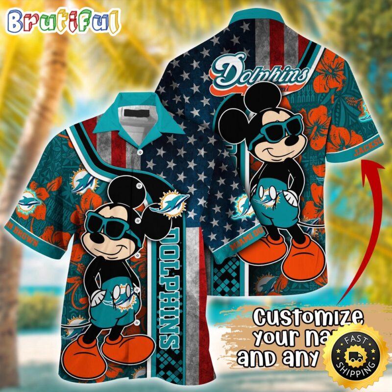 Miami Dolphins Hawaiian Shirt Mickey Mouse Tropical Shirt