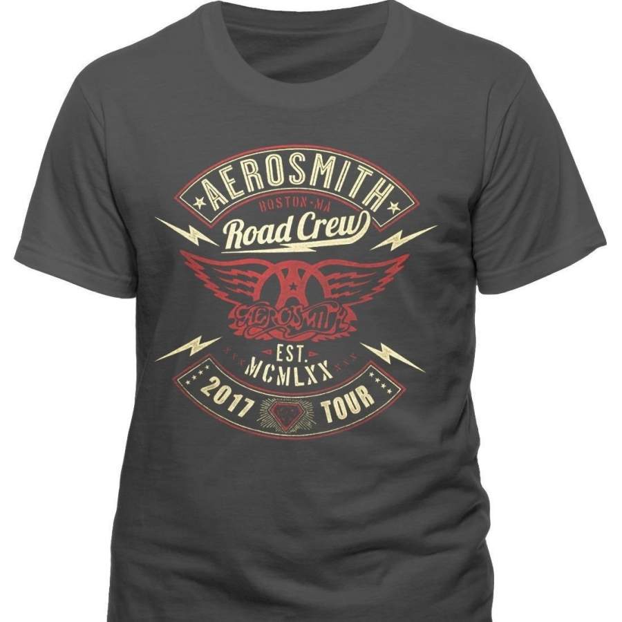 Aerosmith 2017 Tour Road Crew T Shirt Mens Round Neck Short Sleeves Bottoming T-shirt