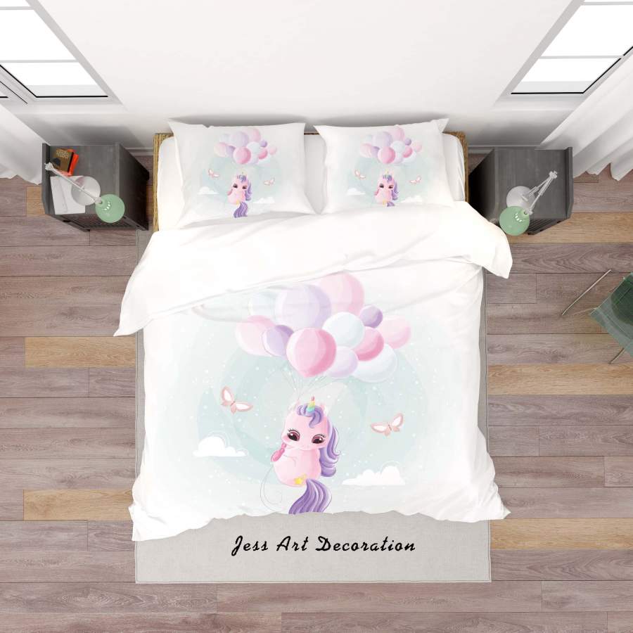 3D Butterfly Balloon Unicorn Quilt Cover Set Bedding Set Duvet Cover Pillowcases SF146