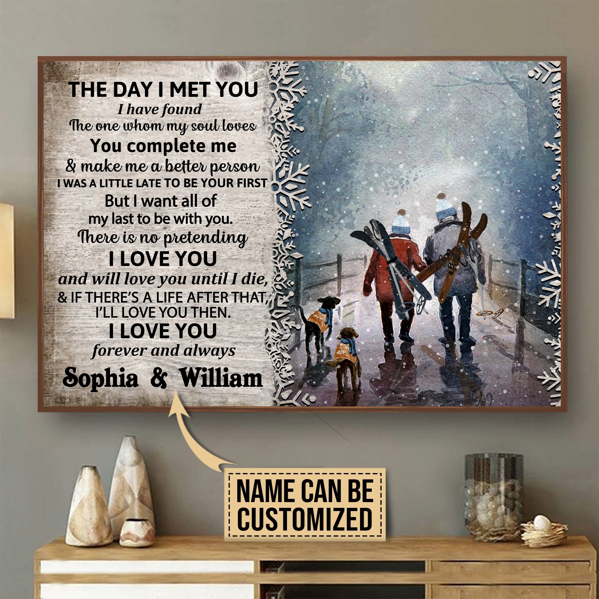 Aeticon Gifts Personalized Skiing The Day I Met Canvas Mom Dad Gift Home Decor