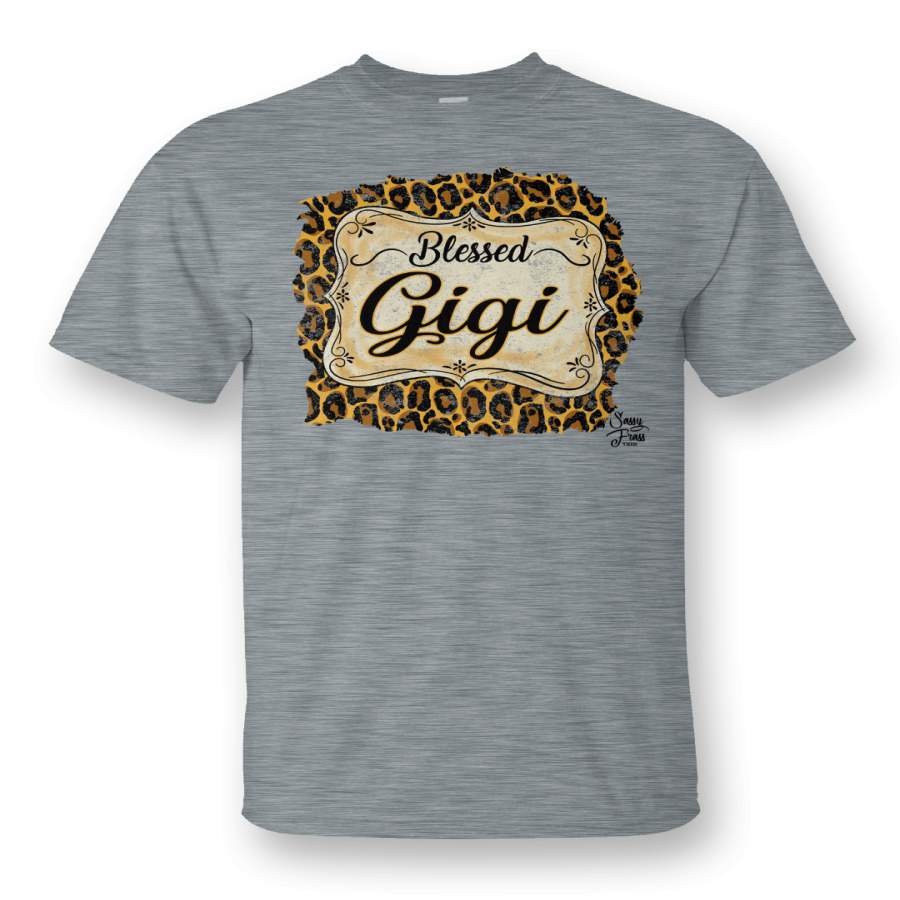 Sassy Frass Blessed Gigi Leopard Front Print Bright Girlie T Shirt