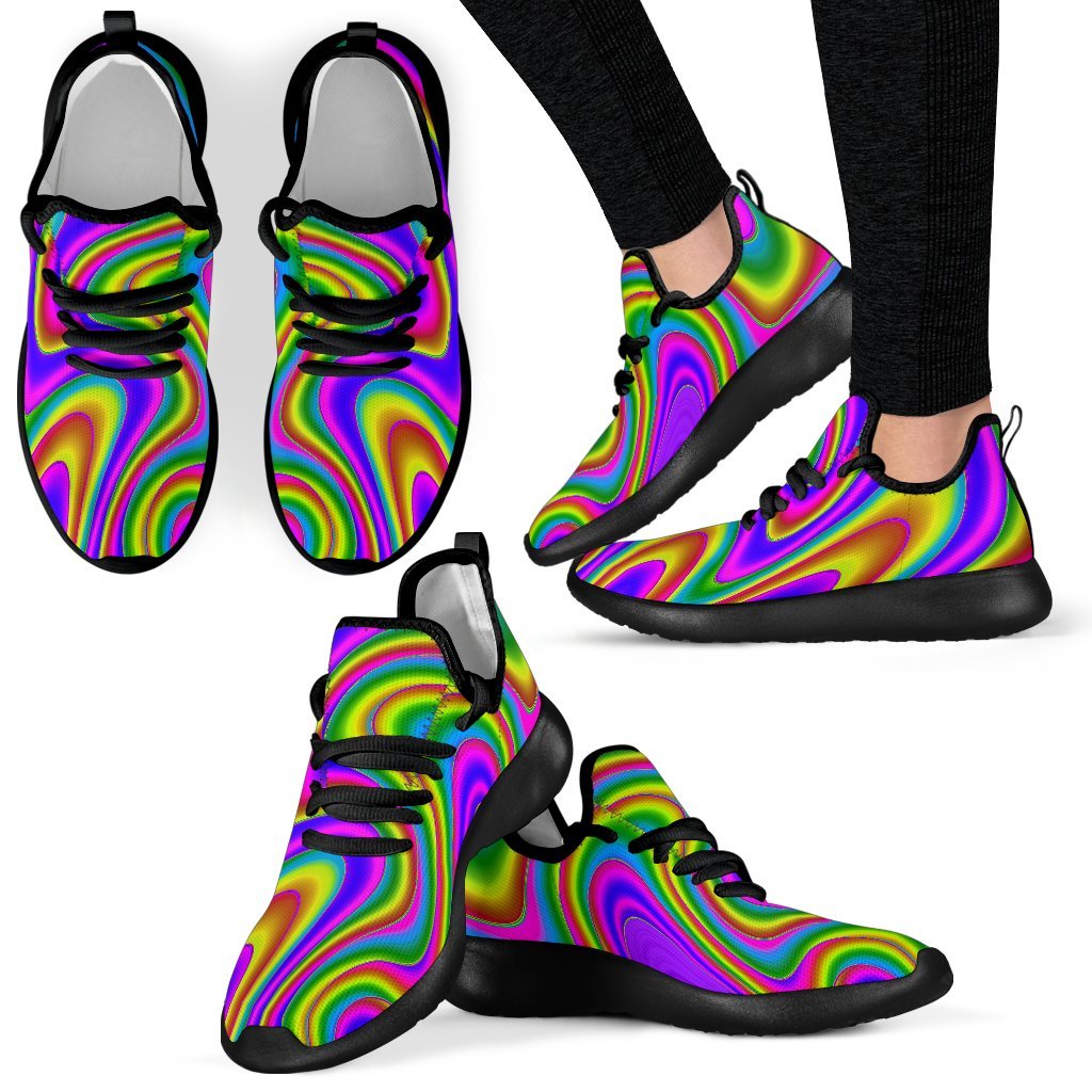 Abstract Neon Trippy Print Mesh Knit Shoes