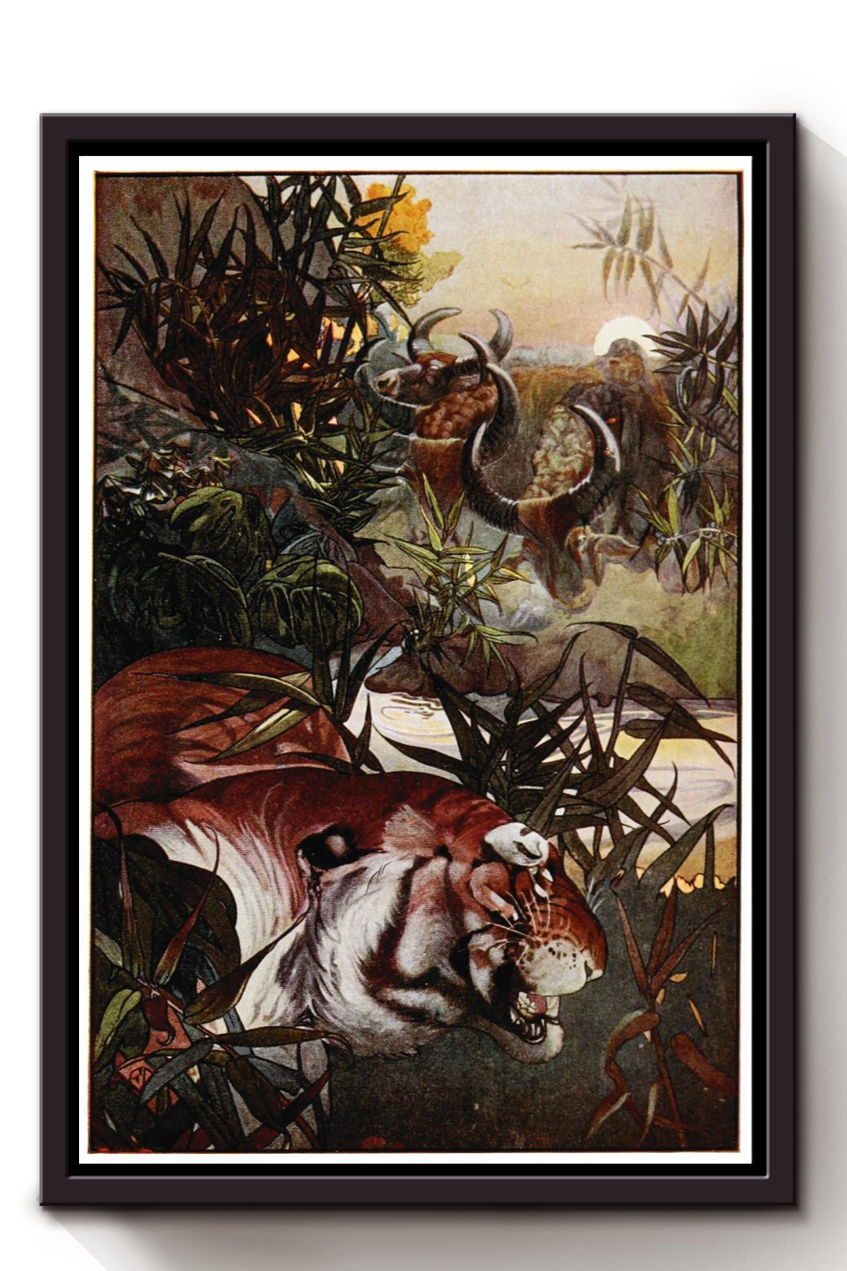 The Jungle Book Fairy Tales Shere Khan In The Jungle Illustrations By Edward Detmold Canvas And Poster, Canvas Prints, My Poster Wall, Canvas Wall Art, Wall Decor Visual Art, Halloween Gift, Happy Halloween