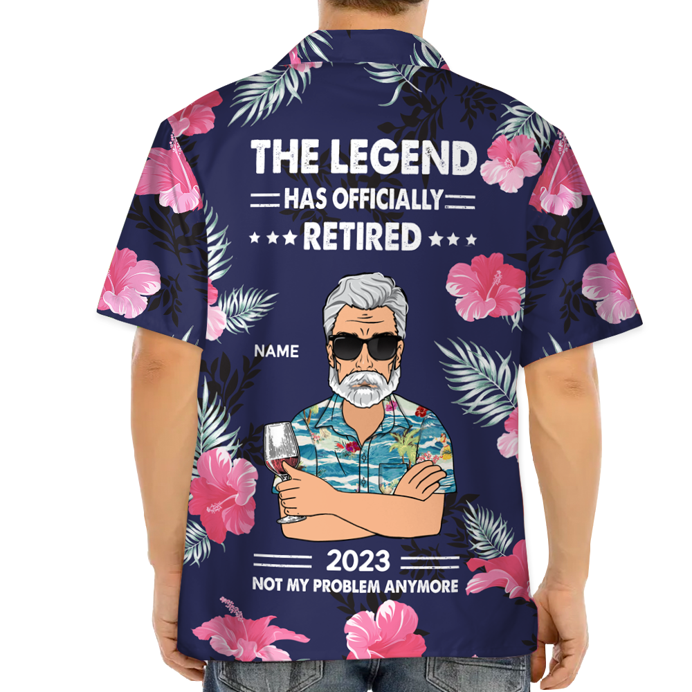 The Legend Has Officially Retired – Personalized Retirement Hibiscus Hawaiian Shirt Gift For Grandpa Ph99