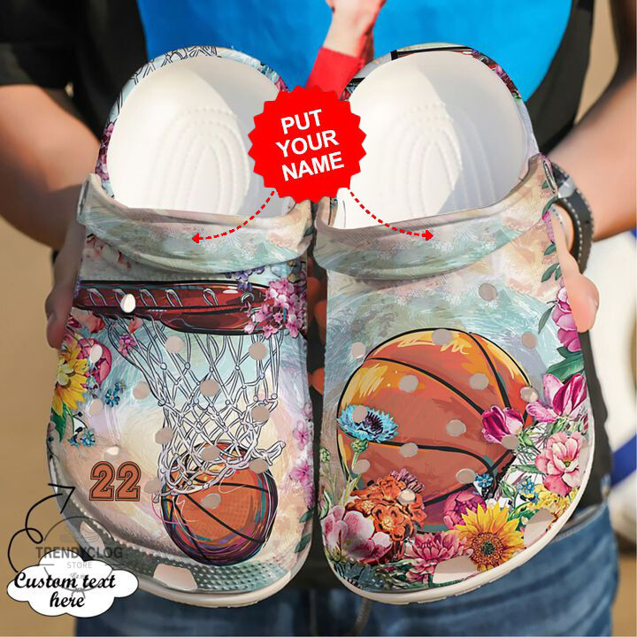 Basketball Basketball Personalized Floral Clog Shoes