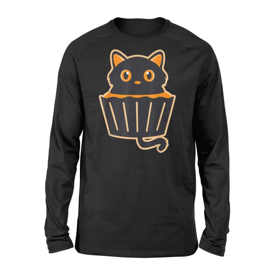 Cute Black Cat Halloween Tee Pie Funny kitten Men Women Kids – Premium Long Sleeve