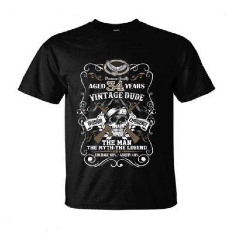 AGR Aged 34 Years Vintage Dude Wisdom Experience The Man The Myth The Legend Courage 60% Ability 40% – Ultra-Cotton T-Shirt