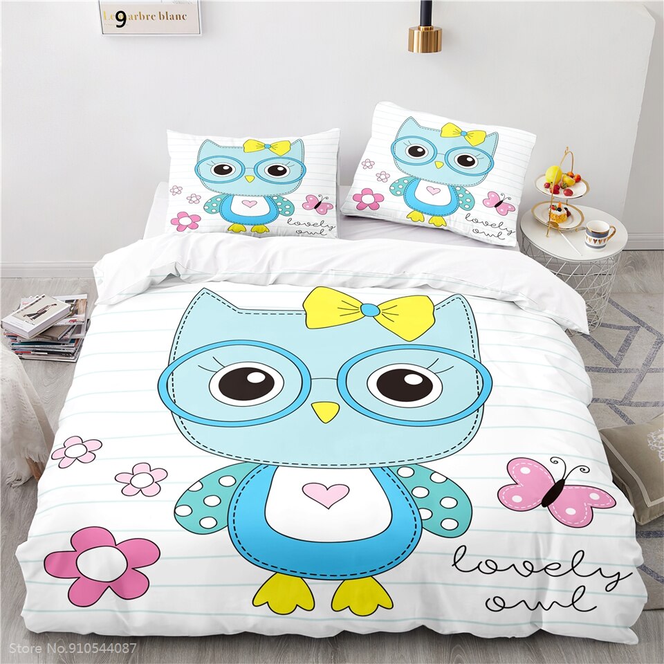 Nordic Style Cartoon Cute Little Penguin Printed Bedding Set Duvet Cover Sets With Pillowcase Bedroom Decor