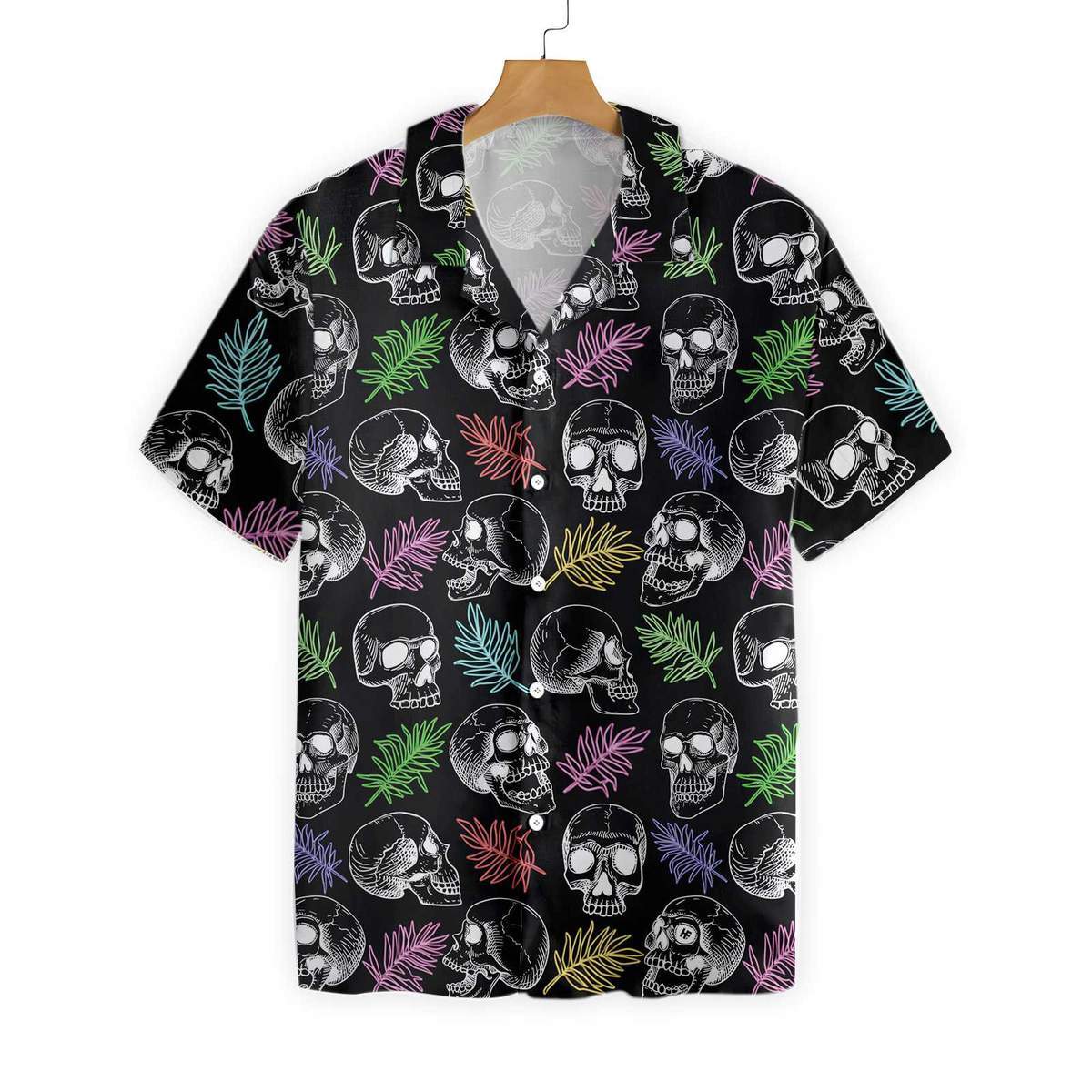 Skulls And Colorful Palm Leaves Hawaii Shirt Ha75459