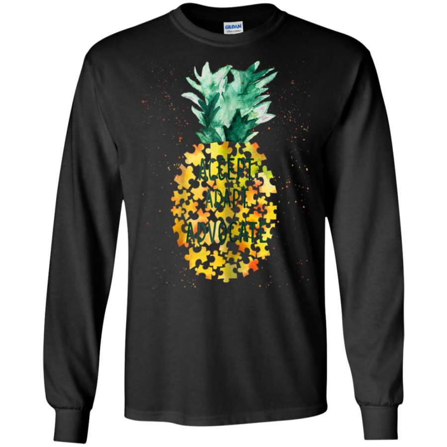 AGR Accept Adapt Advocate Pineapple Piece Puzzle Autism Long T-shirt