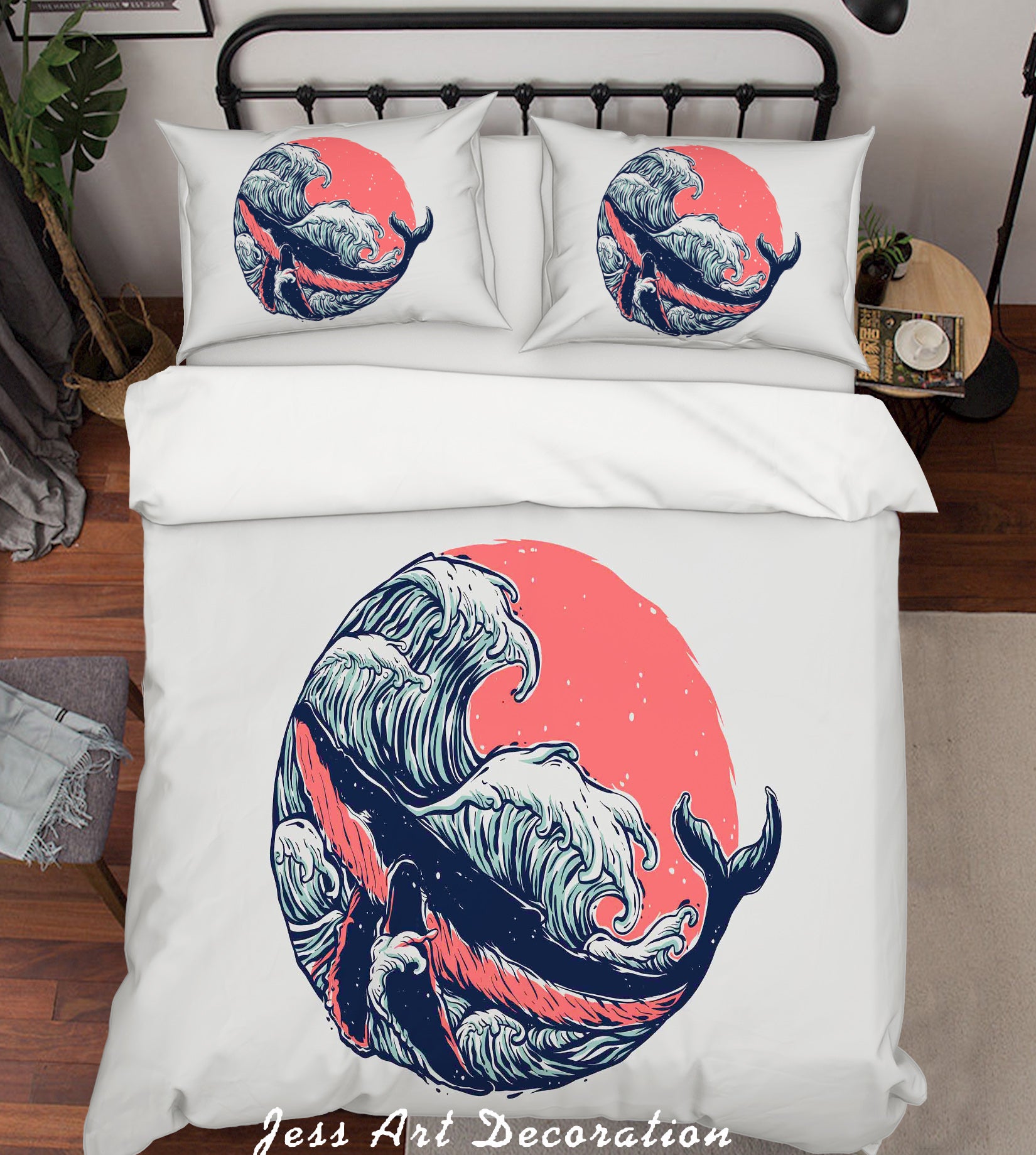 3D White Shark Wave Quilt Cover Set Bedding Set Pillowcases 35