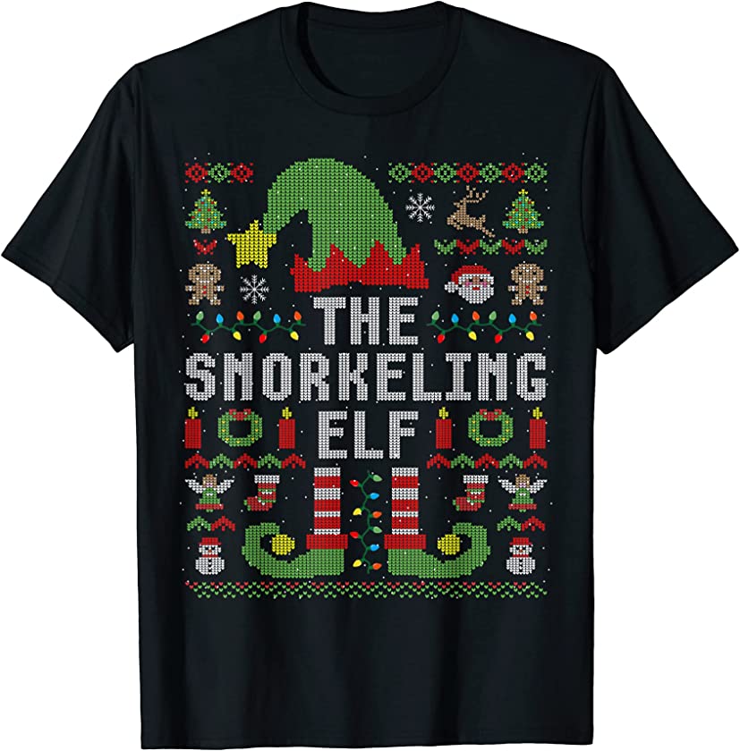 The Snorkeling Elf Ugly Christmas Matching Family Group T-Shirt