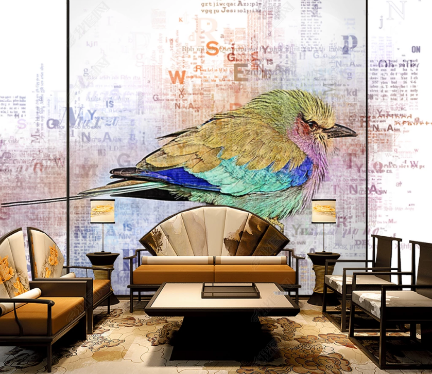 3D Watercolor Animal Bird Wall Mural Wallpaper Lqh 128