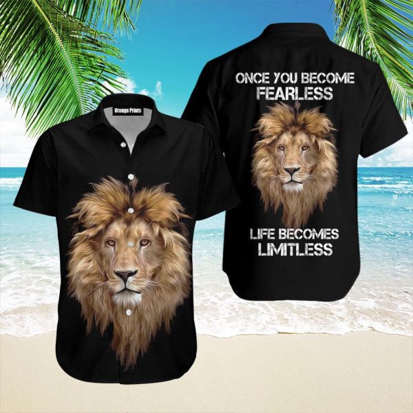 Black Lion Head Fearless Inspirational Hawaii Shirt For Men Women Ha35282