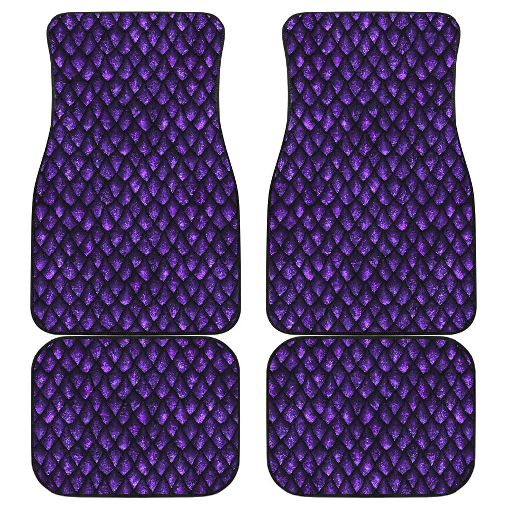 Purple Dragon Scales Pattern Print Front And Back Car Floor Mats, Front Car Mat